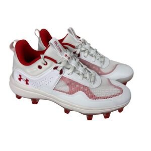 Under Armour UA Womens Glyde MT TPU Softball Cleats 3024329-103 White Red Size 7